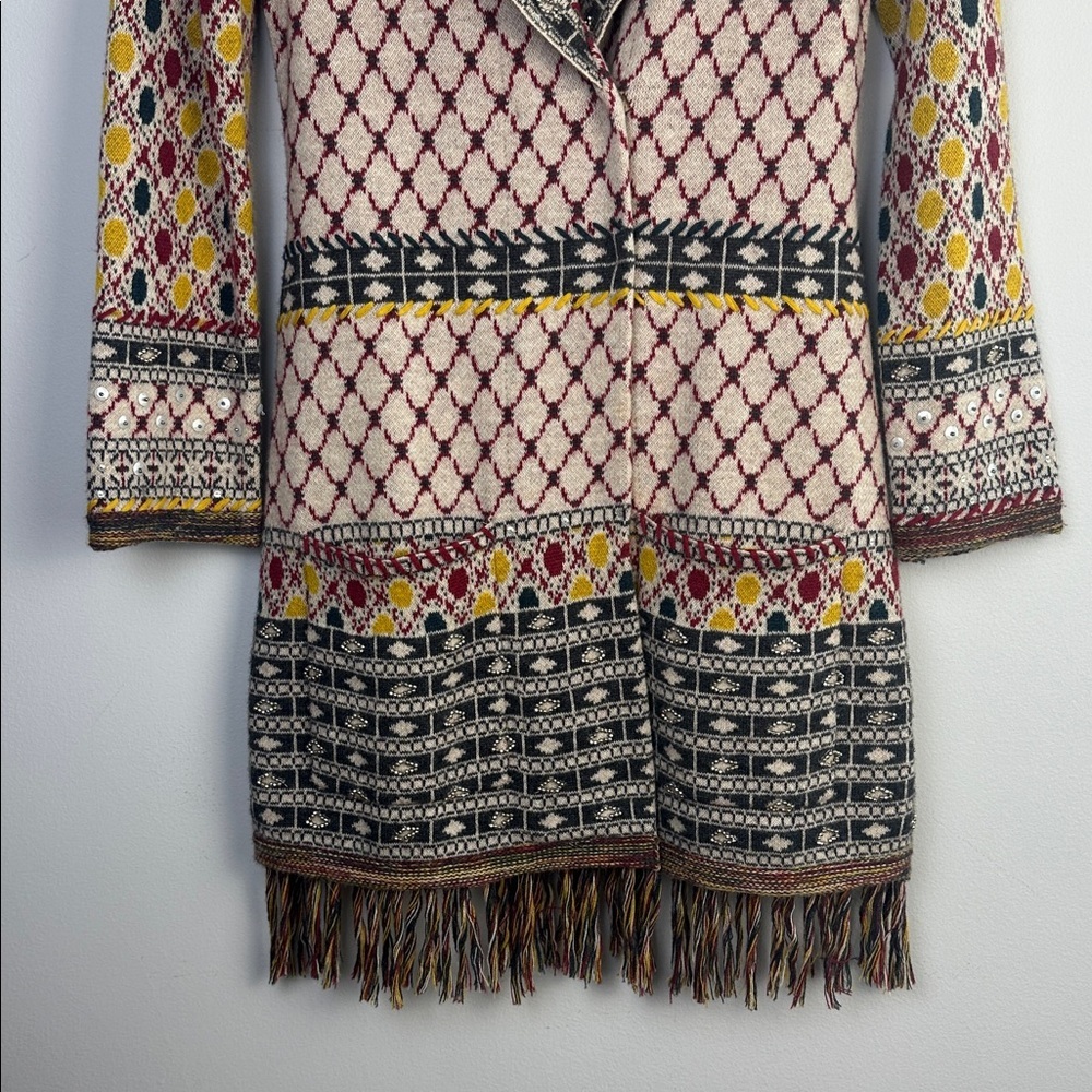 Anthropologie Angel of the North Satpura Sweater Coat Small Wool Beaded Bohemian - Picture 7 of 16